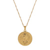 Engraved Gold Coin Pendant Necklace 3