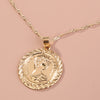 Engraved Gold Coin Pendant Necklace 1