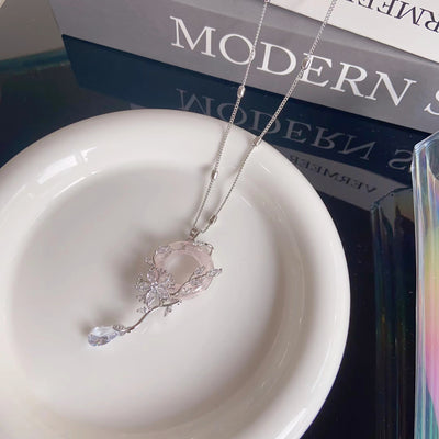 Crystal Flower and Teardrop Necklace