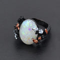 Black Flower Opal Ring