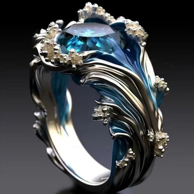 Sky Blue Resin Crystal Ring