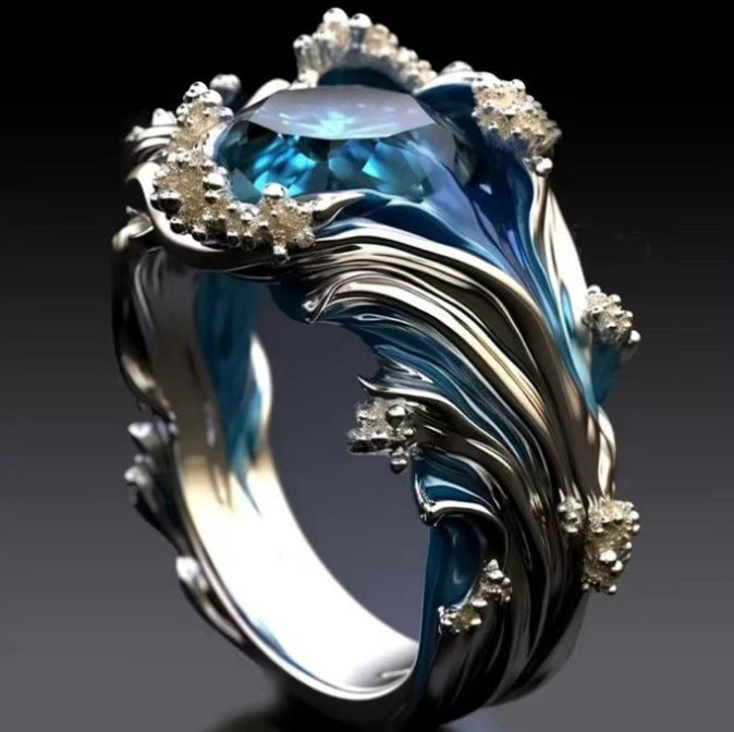 Sky Blue Resin Crystal Ring