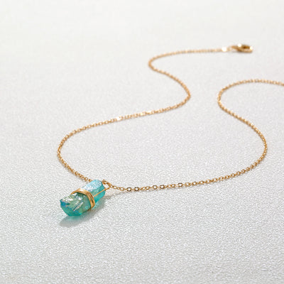 Green Stone Drop Pendant Necklace
