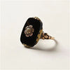 Vintage Black Floral Stone Ring 1