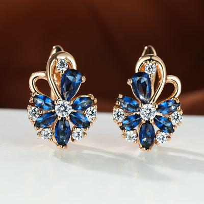 Zircon Rose Teardrop Earrings