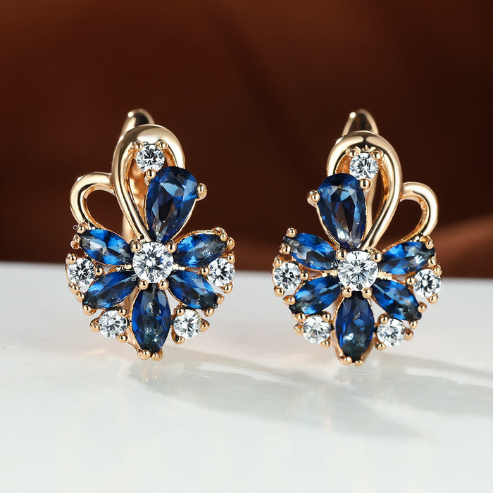 Zircon Rose Teardrop Earrings