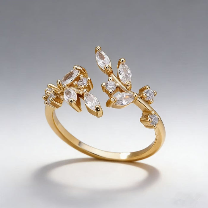 Golden Tree Zircon Adjustable Ring