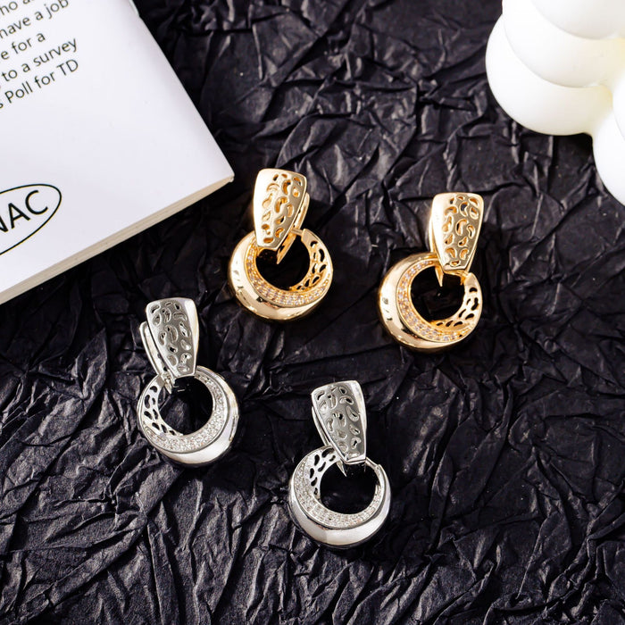 Zircon Moon Circle Earrings