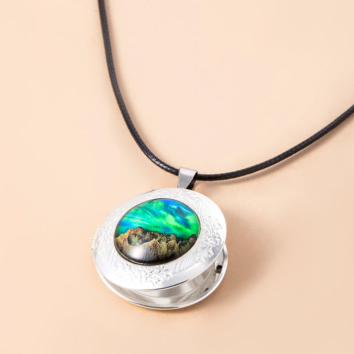 Aurora Glass Dome Pendant Necklace