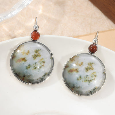 Vintage Moss Stone Drop Earrings