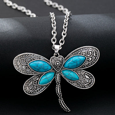 Turquoise Dragonfly Pendant Necklace