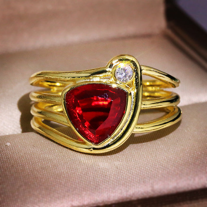 Red Trillion Zircon Ring