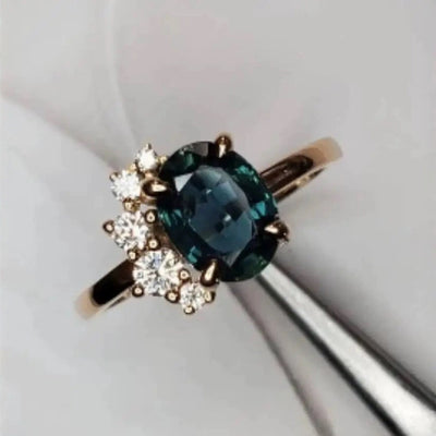 Gold-Plated Blue Zirconia Ring