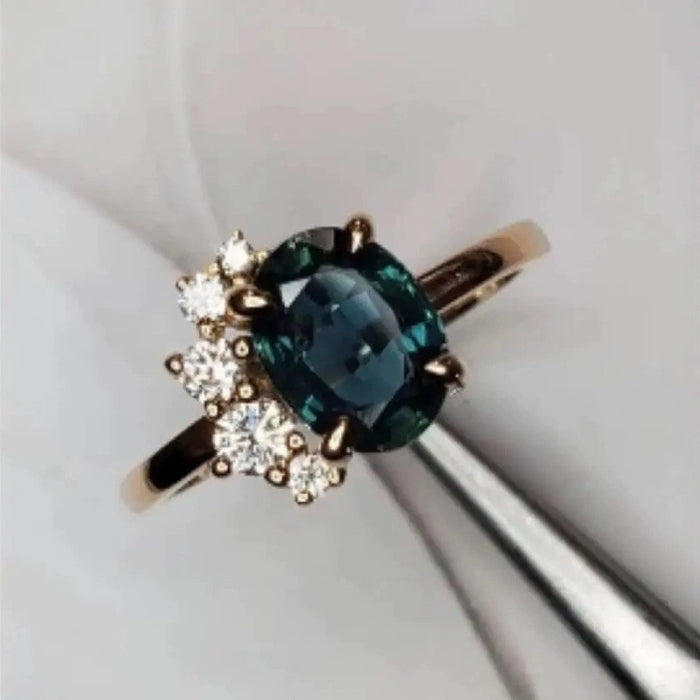 Gold-Plated Blue Zirconia Ring