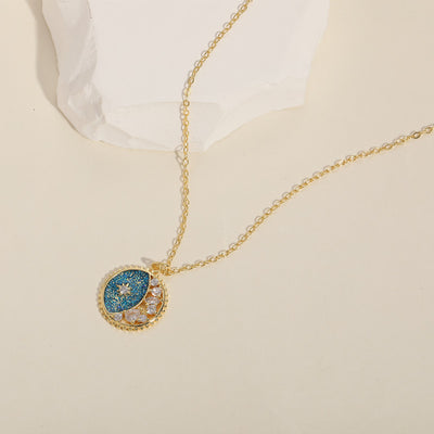 Star and Moon Zircon Necklace