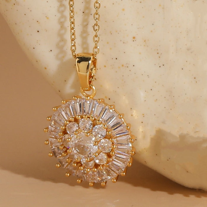 Flower Zircon Pendant Necklace