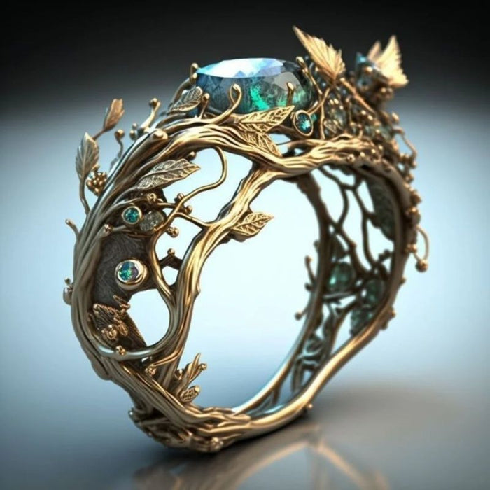 Vintage Vine Emerald Ring