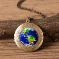 Earth Globe Locket Pendant Necklace