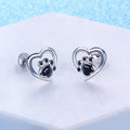 Open Heart Paw Stud Earrings