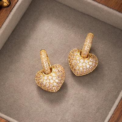 Elegant Zircon Heart Earrings
