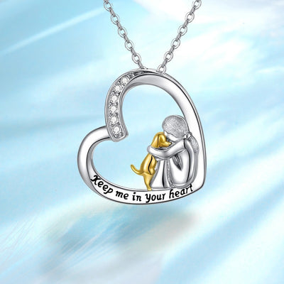 Girl and Dog Heart Necklace