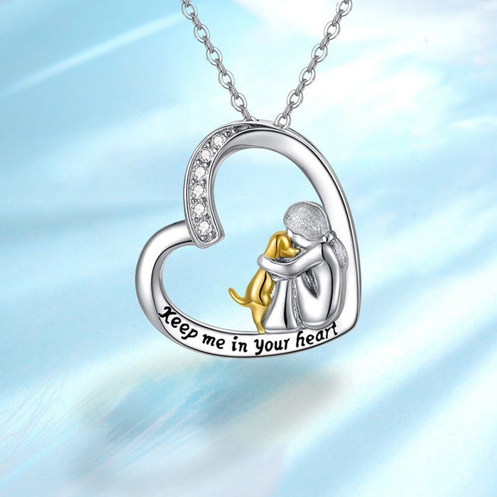 Girl and Dog Heart Necklace