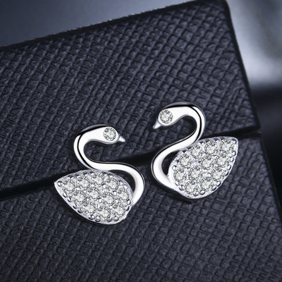 Zircon Swan Stud Earrings