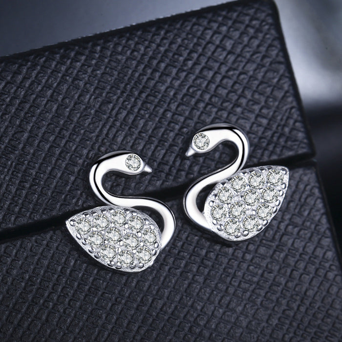 Zircon Swan Stud Earrings