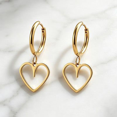 Open Heart Huggie Earrings