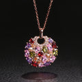 Multicolor Zircon Flower Pendant Necklace