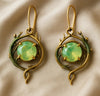 Vintage Emerald Vine Drop Earrings 1