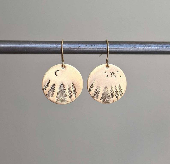 Engraved Gold Disc Earrings