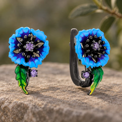 Blue Cornflower Earrings