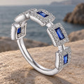 Blue Square Zircon Band Ring