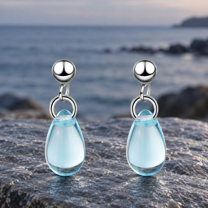 Aqua Teardrop Earrings