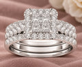 Square Zircon Halo Ring Set