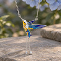 Blue Hummingbird Pendant Necklace