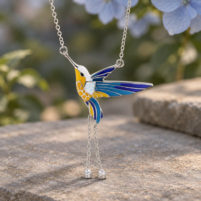Blue Hummingbird Pendant Necklace