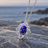 Sapphire Blue Flower Pendant Necklace 1