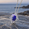 Sapphire Blue Flower Pendant Necklace