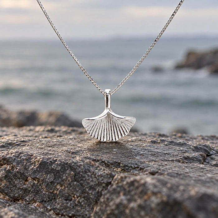 Silver Ginkgo Leaf Necklace