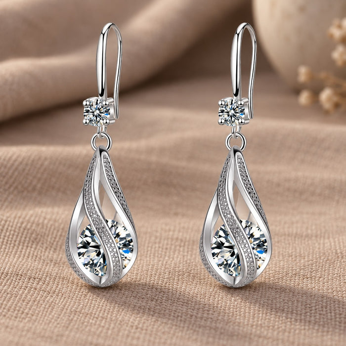 Spinning Crystal Teardrop Earrings
