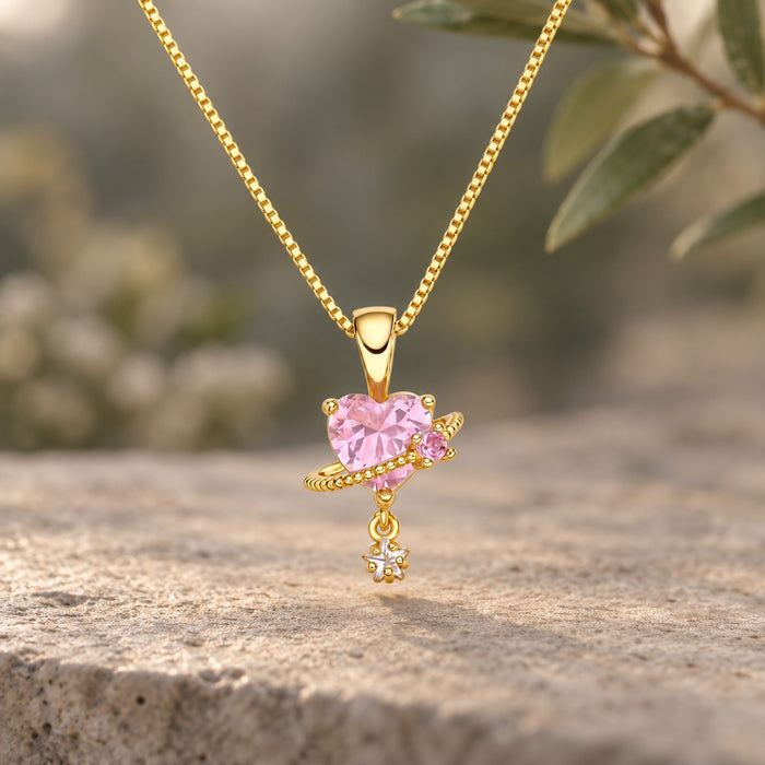 Zircon Heart Pendant Necklace