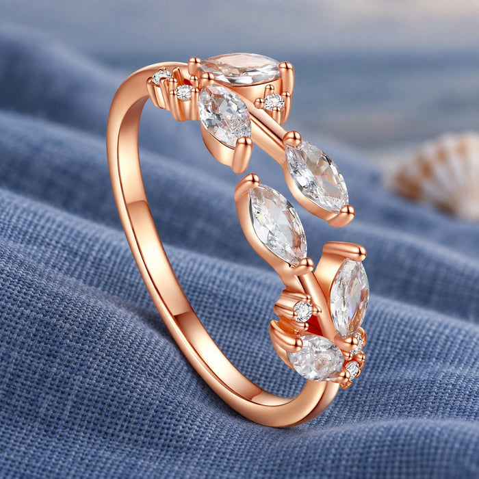 Zircon Leaf Ring