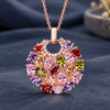 Multicolor Zircon Flower Pendant Necklace 2