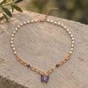 Purple Butterfly and Pearl Necklace 2