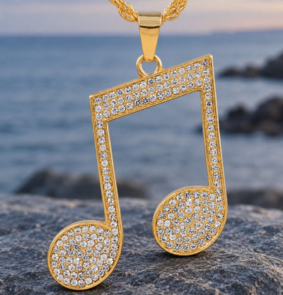 Crystal Music Note Pendant Necklace