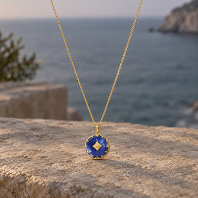 Dark Blue Stone Pendant Necklace