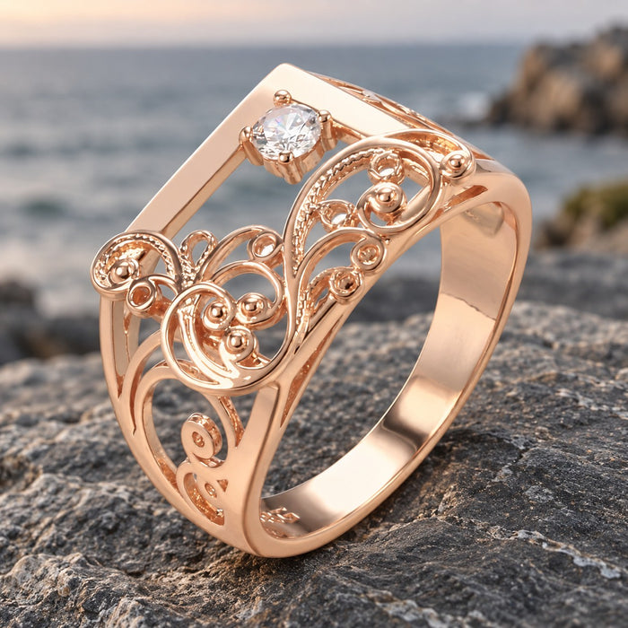 Gold Lace Zircon Ring