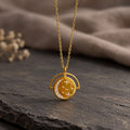Moon and Star Medallion Necklace